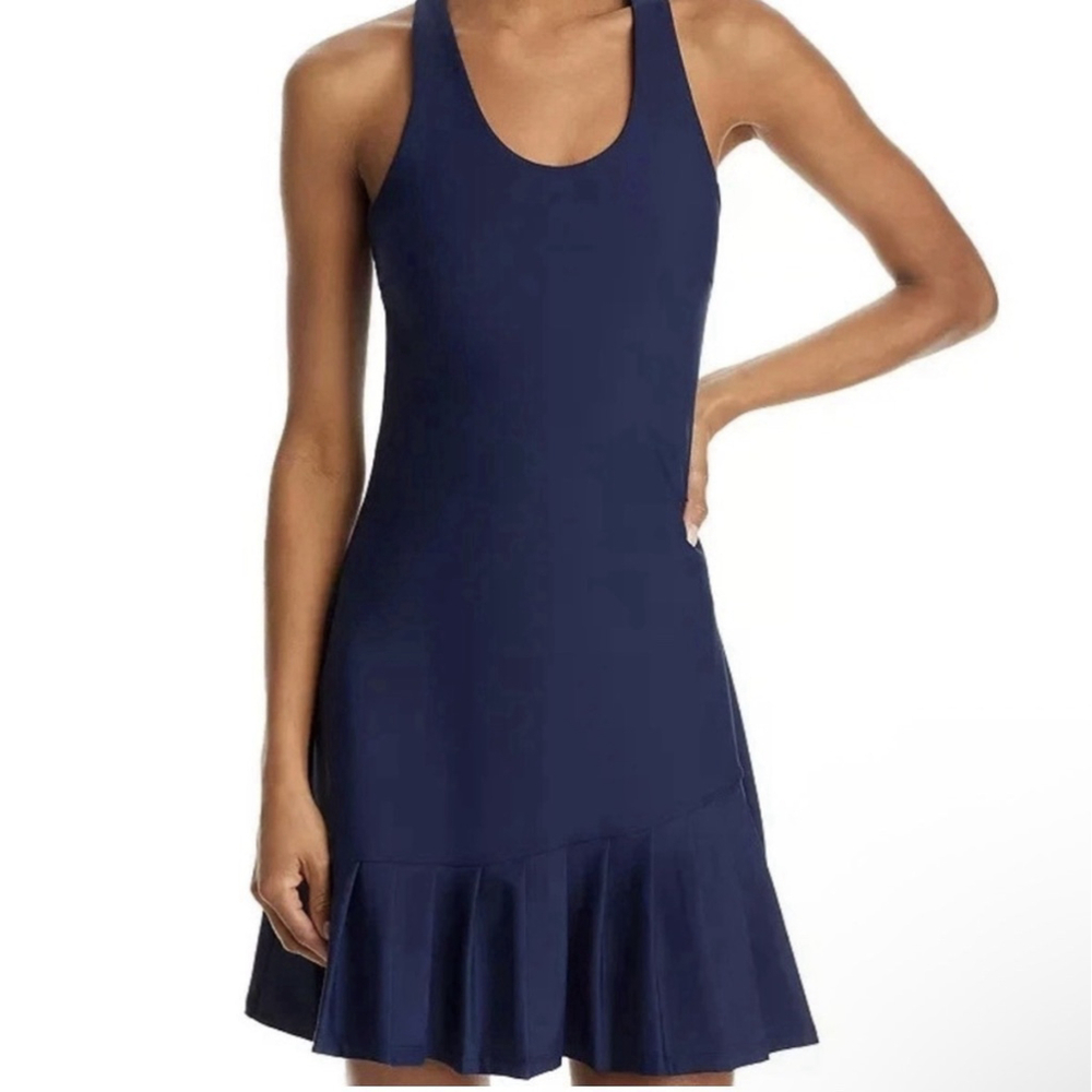 AQUA Bloomingdale’s Athletic Dress Pleated Skort Cross Back Navy Blue Size S